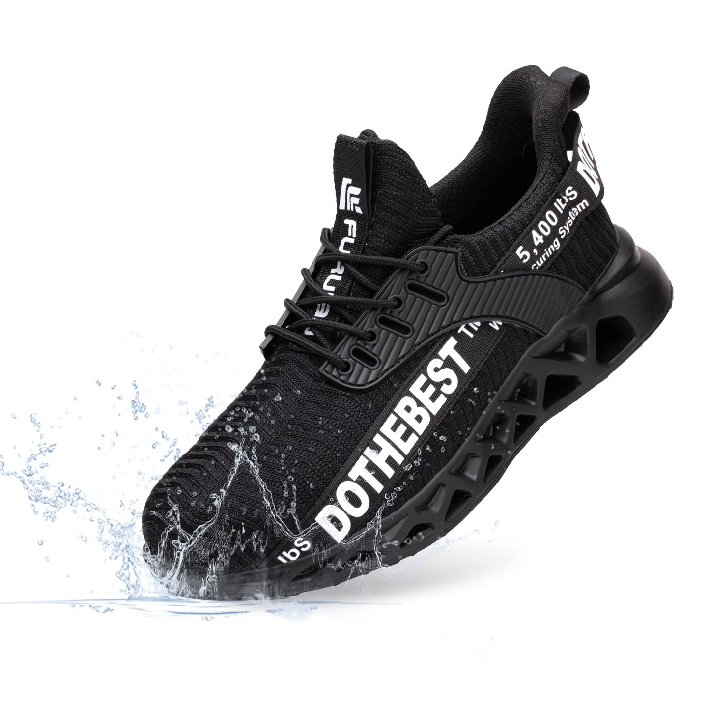 Furuian Waterproof Steel Toe Sneakers for Men Women Lightweight Safety Shoes Comfortable Unisex Steel Toe Work Shoes Black Size M12/W13.5