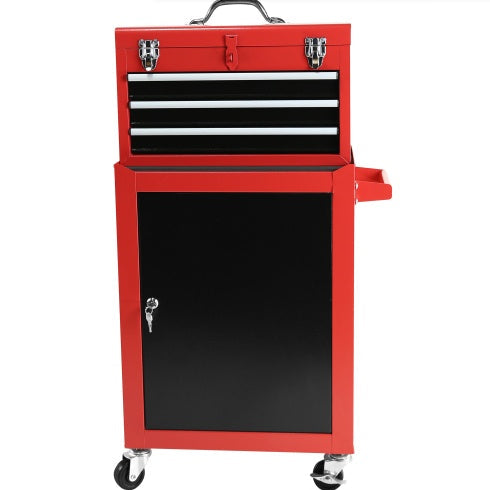 Rolling Garage Workshop Tool Organizer Detachable 3 Drawer Tool Chest With Large Storage Cabinet And Adjustable Shelf
